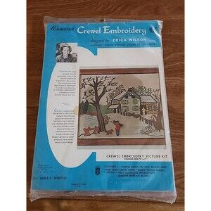 Vintage Hiawatha Crewel Embroidery By Erica Wilson  Winter 6803 With Frame New